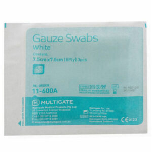 Multigate Non-X-Ray Detectable Gauze Swabs 7.5X7.5cm 8Ply Sterile 3's