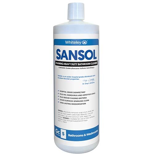 Whiteley Sansol Foaming Heavy Duty Disinfectant Bathroom Cleaner 1 Litre