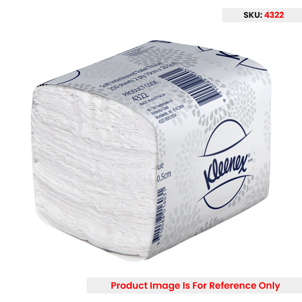 Kleenex Soft Interleaved Toilet Tissue 2 ply Toilet Paper 20.5cm X 10cm - Pack of 250
