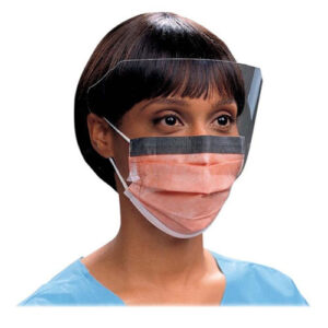 Halyard Fluidshield Level 3 Fog-Free Procedure Mask So Soft Lining And Earloops Orange Wraparound Visor