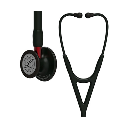 3M Littmann Cardiology IV Stethoscope Black Finish Chestpiece Black Tube 69cm Red Stem And Black Headset