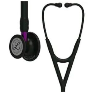 3M Littmann Cardiology IV Stethoscope With Black Finish Chestpiece Black Tube 27 Inch Violet Stem And Black Headset