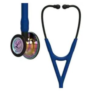 3M Littmann Cardiology IV Stethoscope With High Polish Rainbow Chestpiece Navy 69cm Tube Black Stem And Headset