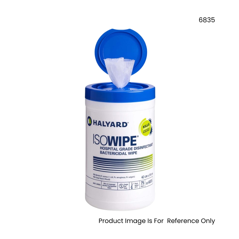 Halyard Isowipe Bactericidal Wipes Canister 42X14cm