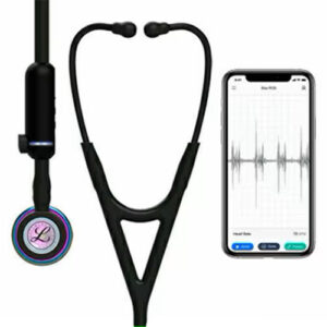 3M Littmann CORE Digital Stethoscope With High Polish Rainbow Chestpiece Black Tube Stem And Headset 27 inch