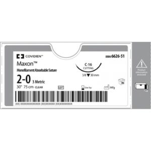 Maxon 2-0 C-14 24mm 75cm Clear Suture - Box (36 Pcs)