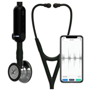 3M Littmann Core Digital Stethoscope With Mirror Chestpiece Black Tube Stem And Headset 27 inch