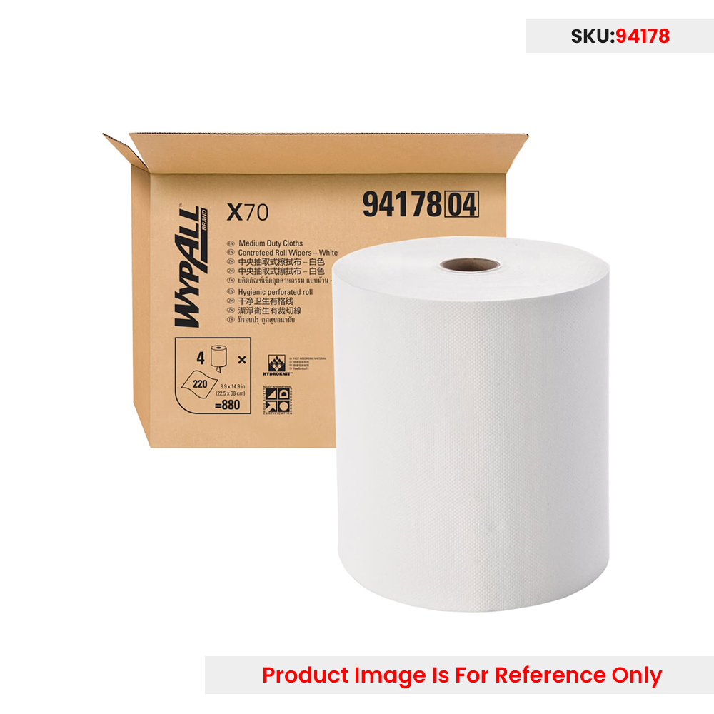 Wypall X70 Centrefeed Reusable Cleaning Roll White Wiper 22.5 X 38cm - Each (Roll)
