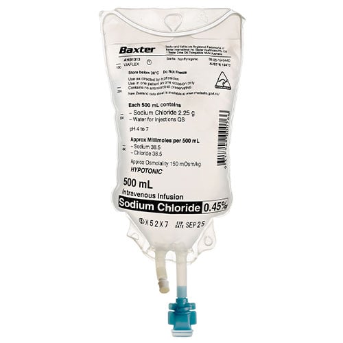 Baxter Sodium Chloride 0.45% Intravenous Infusion 500ml
