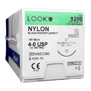 LOOK Suture Nylon 4/0 Rev Cut 45cm