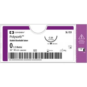 Polysorb 4-0 C-13 19mm 75cm Suture Undyed - Box (36 Pcs)