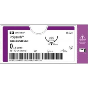 Polysorb 3-0 C-13 19mm 75cm Suture Undyed - Box (36 Pcs)