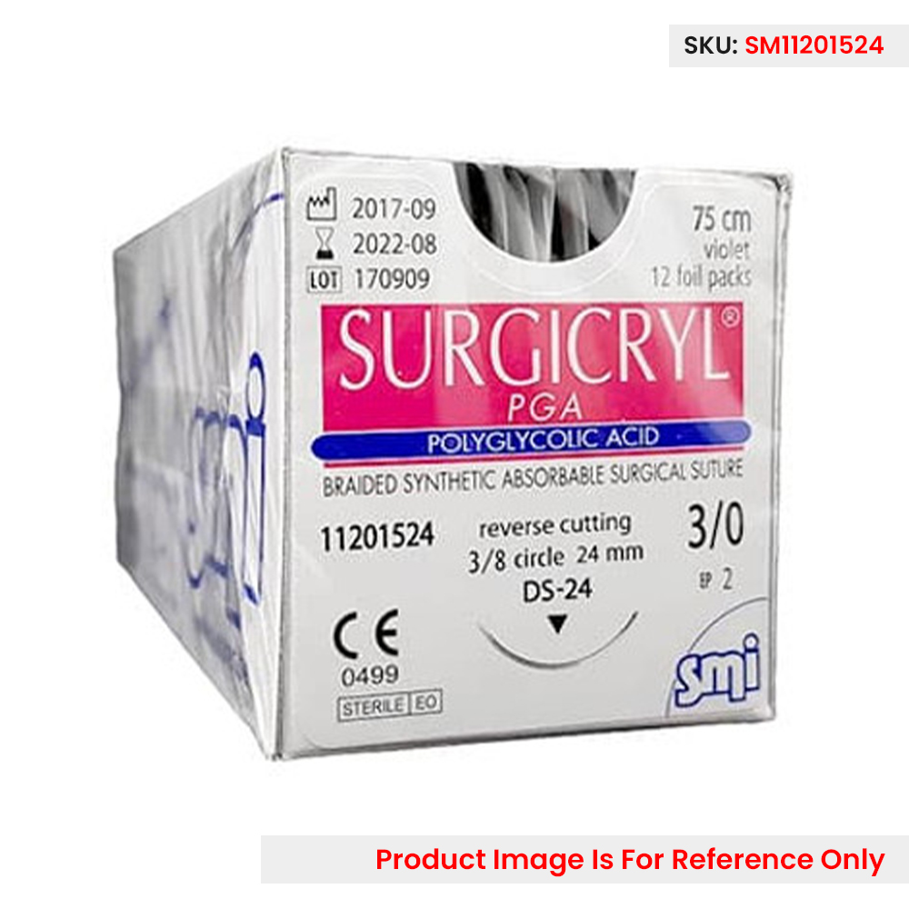 Surgicryl Pga 3/0 Rc 3/8 Circ Ds 24mm 75cm Violet - Box (12 Pcs)