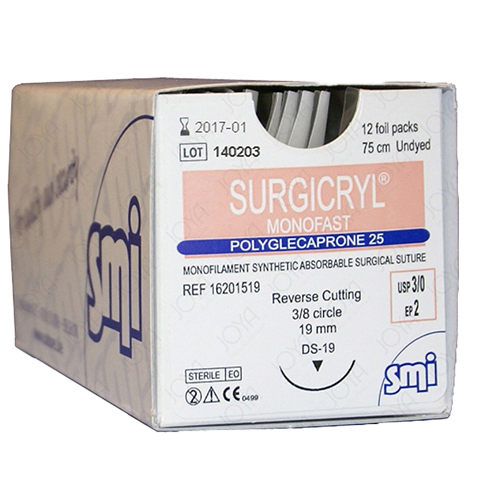 SURGICRYL Monofast 5/0 Rc 3/8 Circ Ds 19mm 45cm Undyed