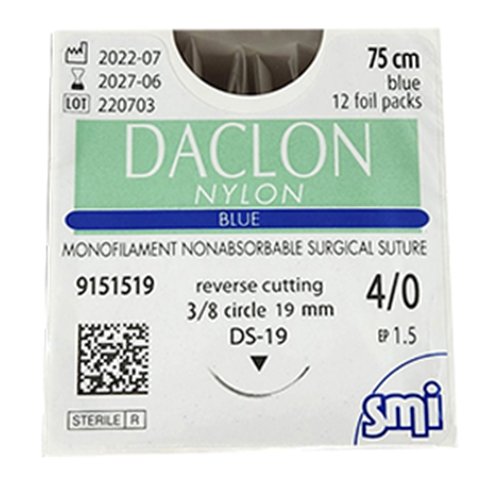 Daclon Nylon 4-0 19mm RC 45cm Blue - Box (12 Pcs)