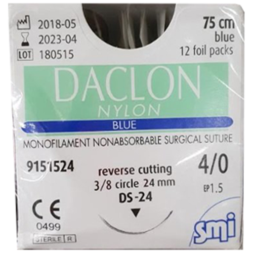 Daclon Nylon 4-0 24mm RC 75cm Blue - Box (12 Pcs)