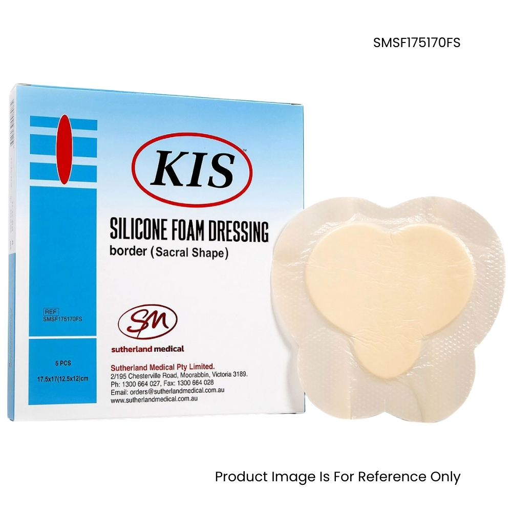 KIS Silicone Foam Wound Dressing Adhesive 17.5 X 17cm Sacrum Non Border