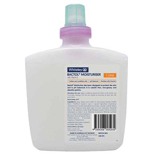 Whiteley Bactol Moisturiser Softens And Conditions Skin