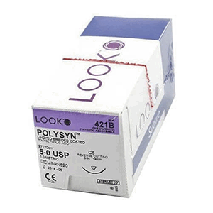 LOOK Polysyn PGA Suture with Needle 70cm 5/0 19mm Box/12 - Box (12 Pcs)