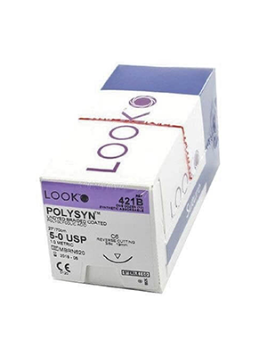 LOOK Polysyn PGA Suture with Needle 70cm 5/0 19mm Box/12 - Box (12 Pcs)