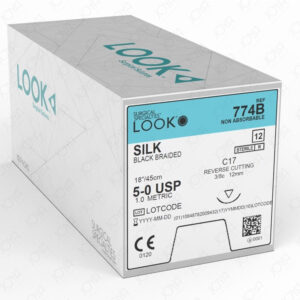 LOOK Suture Silk Black 3/0 24Mm Rev Cut 45Cm