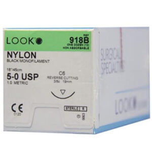 LOOK Suture Nylon 5-0 19mm 45cm Box/12 - Box (12 Pcs)